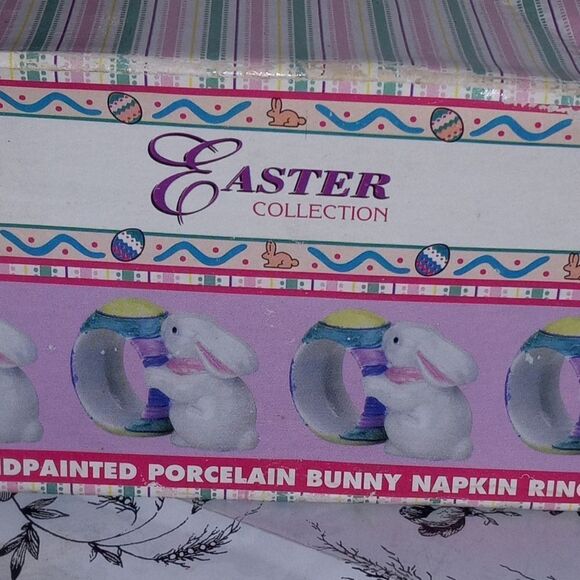 Handpainted Easter Bunny Napkin Rings - Picture 2 of 3